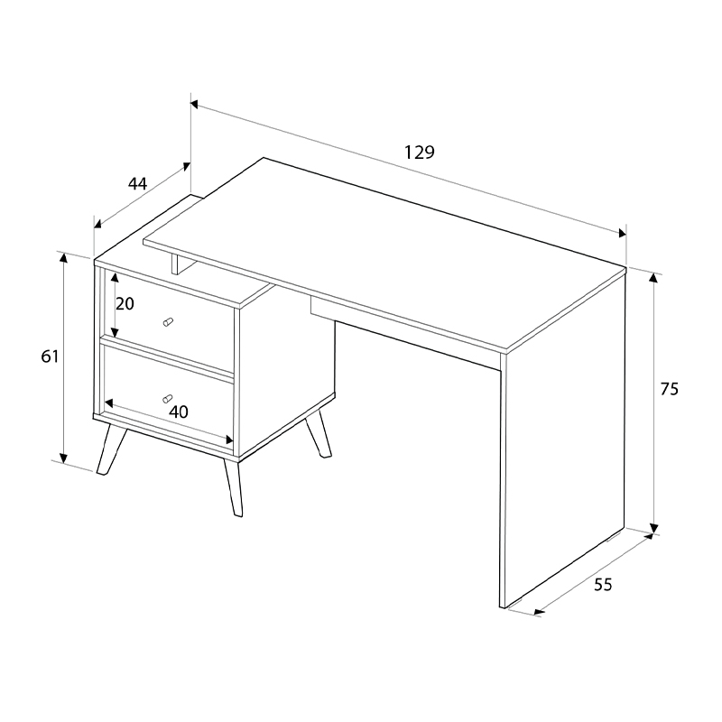 Γραφείο εργασίας Terra Megapap χρώμα florida oak 129x55x75εκ. Γραφείο εργασίας Terra Megapap χρώμα florida oak 129x55x75εκ.
