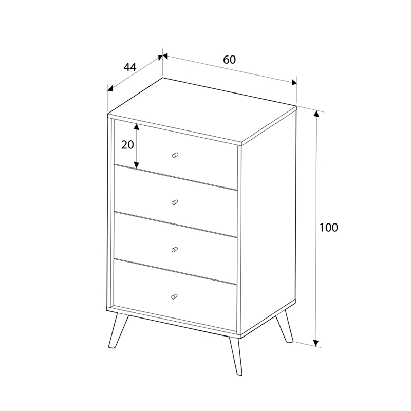 Συρταριέρα Terra Megapap χρώμα florida oak 60x44x100εκ. Συρταριέρα Terra Megapap χρώμα florida oak 60x44x100εκ.