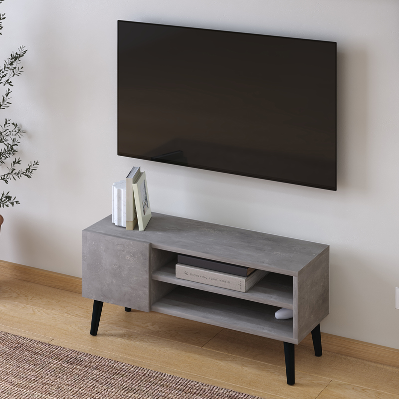 Έπιπλο τηλεόρασης Porto Megapap χρώμα γκρι ρετρό 90x32x42εκ. Έπιπλο τηλεόρασης Porto Megapap χρώμα γκρι ρετρό 90x32x42εκ.