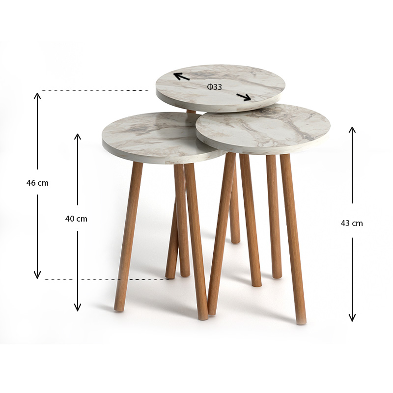 Βοηθητικά τραπεζάκια Roma Megapap χρώμα εφέ μαρμάρου