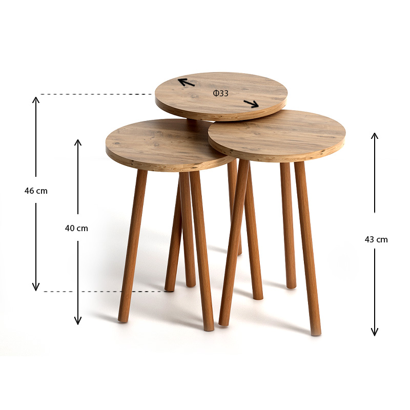 Βοηθητικά τραπεζάκια Roma Megapap χρώμα pine oak Βοηθητικά τραπεζάκια Roma Megapap χρώμα pine oak