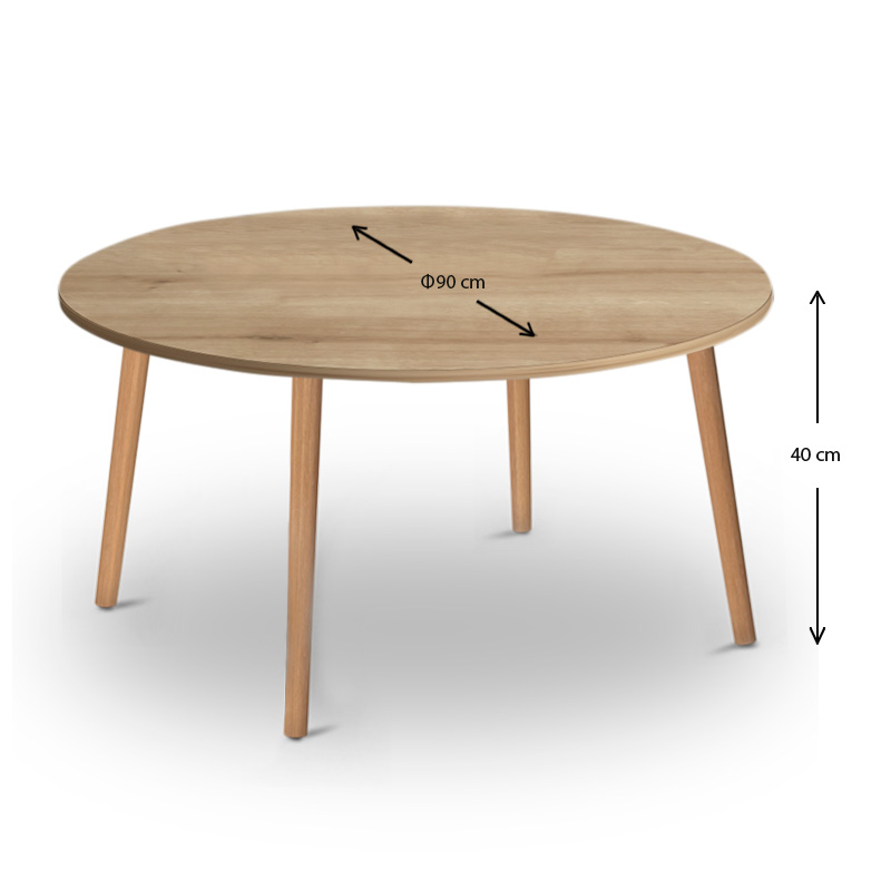 Τραπεζάκι σαλονιού Circle Megapap από μελαμίνη χρώμα oak 90x90x40εκ. Τραπεζάκι σαλονιού Circle Megapap από μελαμίνη χρώμα oak 90x90x40εκ.