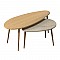 Τραπεζάκι σαλονιού σετ 2 τμχ Elips Megapap χρώμα oak - travertine 116x46x46εκ.