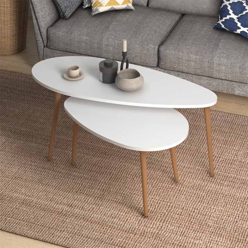 Βοηθητικά τραπεζάκια Elips Megapap χρώμα λευκό 116x46x46εκ. Βοηθητικά τραπεζάκια Elips Megapap χρώμα λευκό 116x46x46εκ.