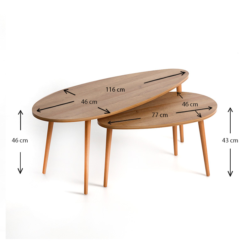 Βοηθητικά τραπεζάκια Elips Megapap χρώμα pine oak 116x46x46εκ. Βοηθητικά τραπεζάκια Elips Megapap χρώμα pine oak 116x46x46εκ.