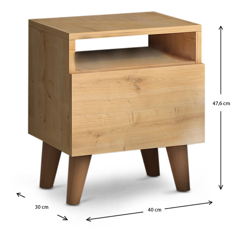 Κομοδίνο Luce Megapap από μελαμίνη χρώμα oak 40x30x47,6εκ. Κομοδίνο Luce Megapap από μελαμίνη χρώμα oak 40x30x47,6εκ.