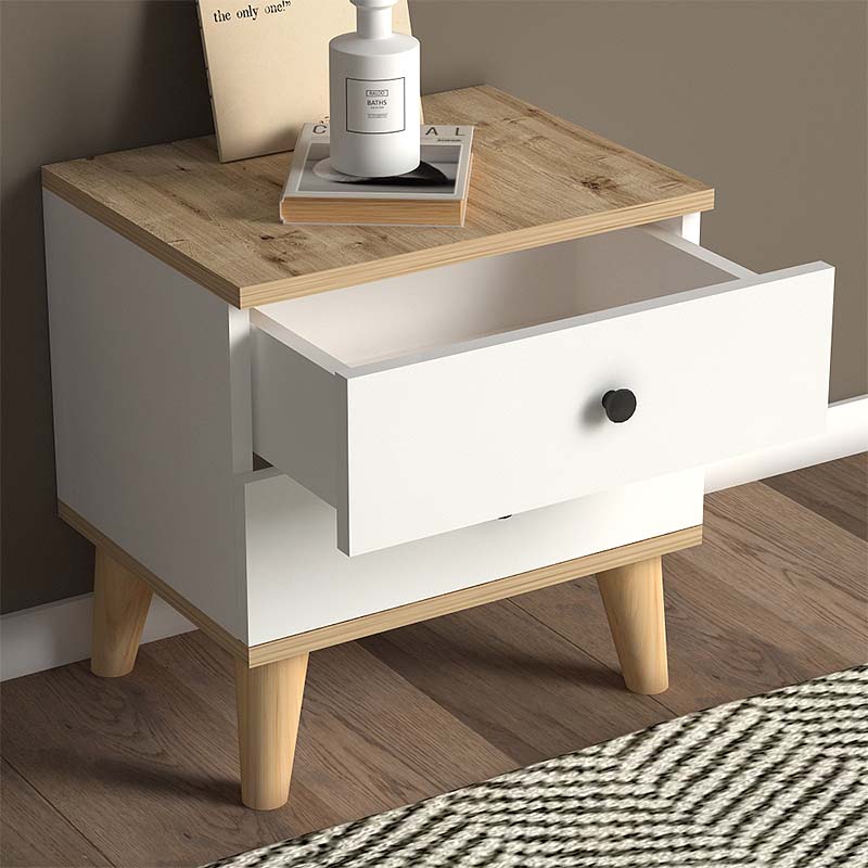Κομοδίνο Luce Megapap από μελαμίνη χρώμα λευκό - oak 45x35x47εκ. Κομοδίνο Luce Megapap από μελαμίνη χρώμα λευκό - oak 45x35x47εκ.