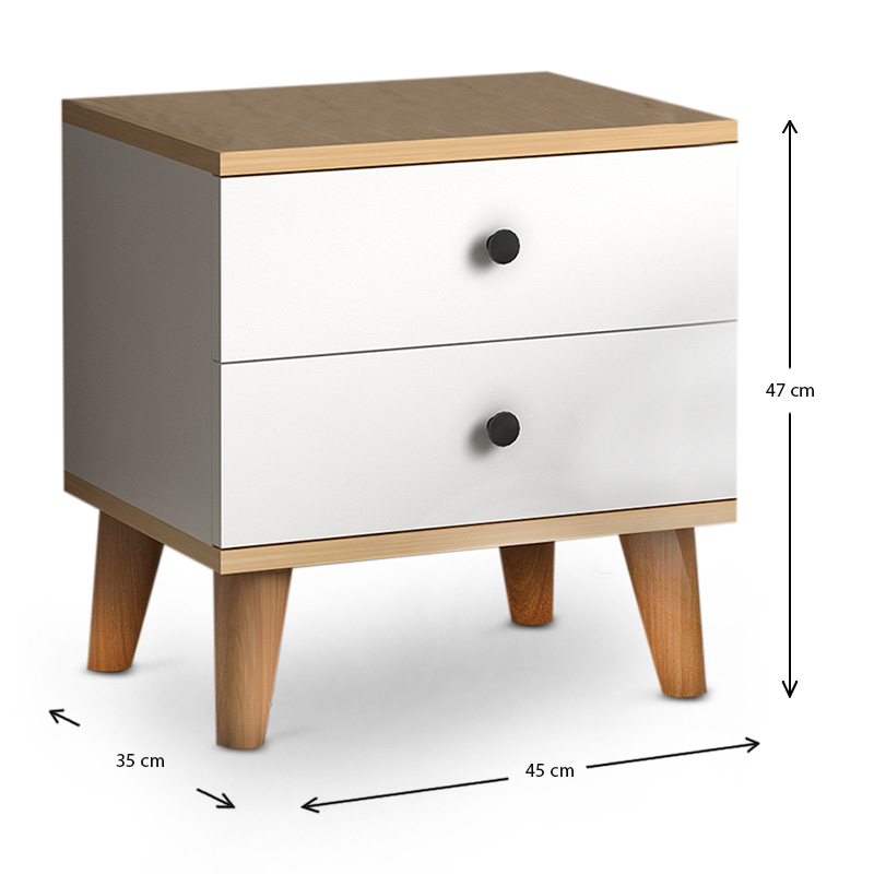 Κομοδίνο Luce Megapap από μελαμίνη χρώμα λευκό - oak 45x35x47εκ. Κομοδίνο Luce Megapap από μελαμίνη χρώμα λευκό - oak 45x35x47εκ.