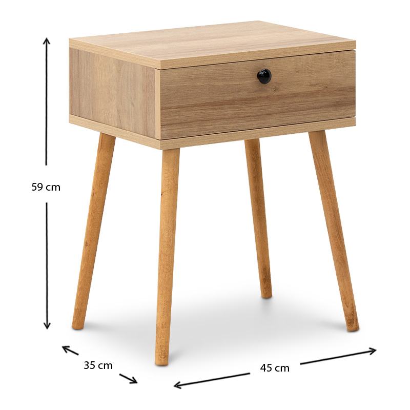 Κομοδίνο Pauline Megapap μελαμίνης χρώμα pine oak 45x35x61εκ. Κομοδίνο Pauline Megapap μελαμίνης χρώμα pine oak 45x35x61εκ.