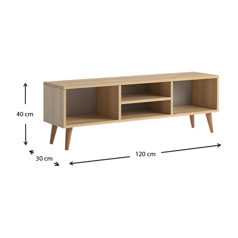 Έπιπλο τηλεόρασης Loren Megapap χρώμα oak 120x30x40εκ. Έπιπλο τηλεόρασης Loren Megapap χρώμα oak 120x30x40εκ.