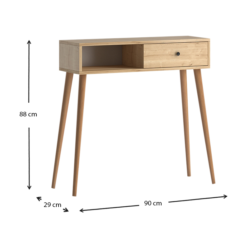 Κονσόλα μελαμίνης Napoli Megapap χρώμα oak 90x29x88εκ. Κονσόλα μελαμίνης Napoli Megapap χρώμα oak 90x29x88εκ.