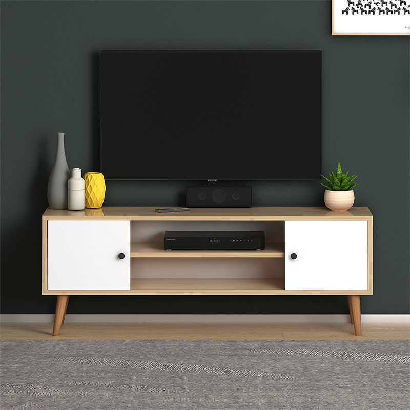 Έπιπλο τηλεόρασης Parma Megapap από μελαμίνη χρώμα white - oak 120x30x40εκ. Έπιπλο τηλεόρασης Parma Megapap από μελαμίνη χρώμα white - oak 120x30x40εκ.