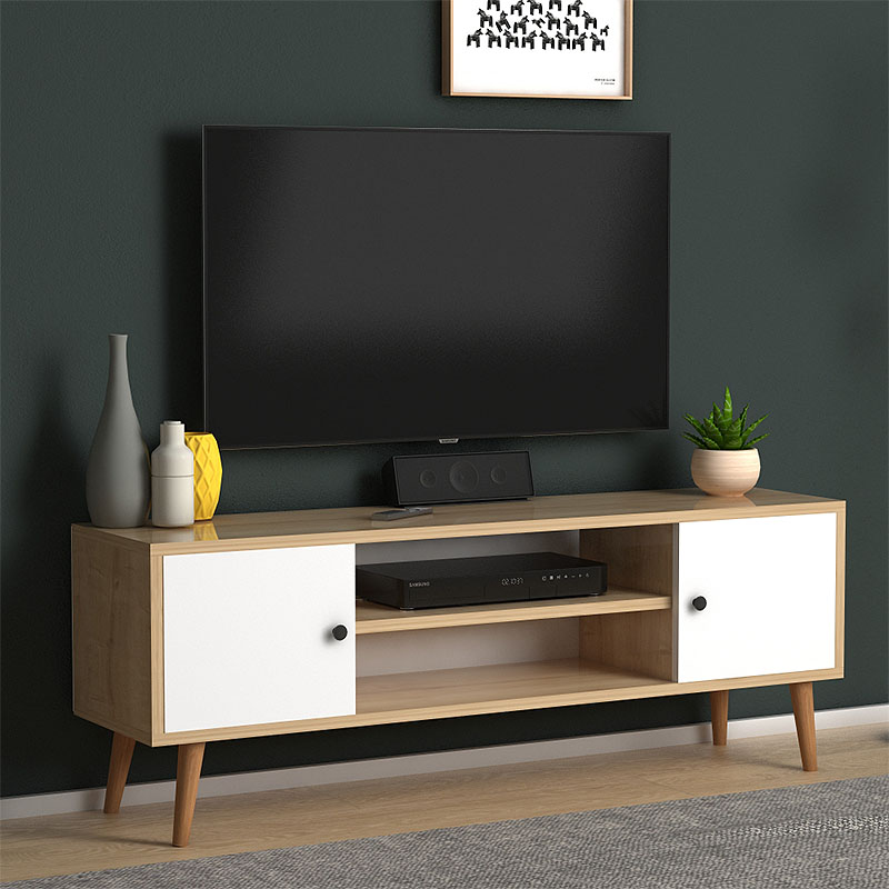 Έπιπλο τηλεόρασης Parma Megapap από μελαμίνη χρώμα white - oak 120x30x40εκ. Έπιπλο τηλεόρασης Parma Megapap από μελαμίνη χρώμα white - oak 120x30x40εκ.
