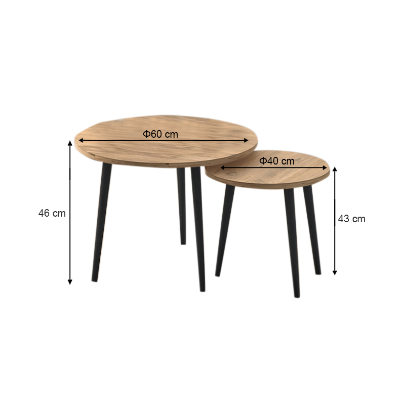 Τραπεζάκι σαλονιού σετ 2 τμχ Roma Megapap χρώμα oak 60x60x46εκ. Τραπεζάκι σαλονιού σετ 2 τμχ Roma Megapap χρώμα oak 60x60x46εκ.