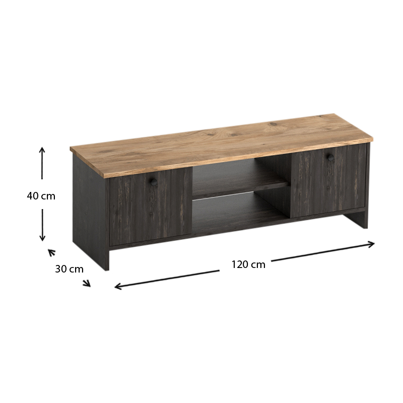 Έπιπλο τηλεόρασης Cube Megapap από μελαμίνη χρώμα pine - industrial grey 120x30x40εκ. Έπιπλο τηλεόρασης Cube Megapap από μελαμίνη χρώμα pine - industrial grey 120x30x40εκ.