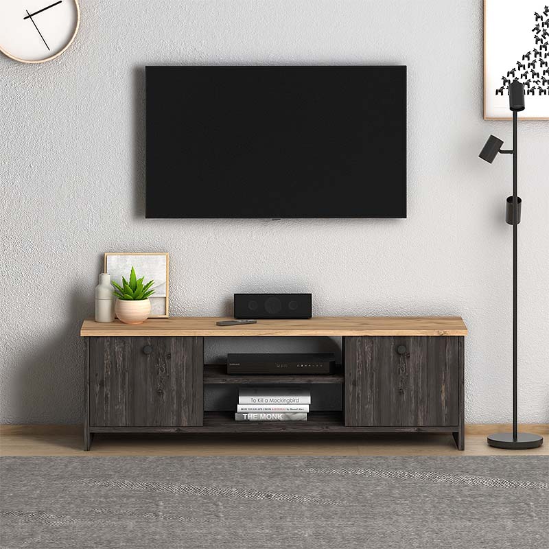 Έπιπλο τηλεόρασης Cube Megapap χρώμα pine - industrial grey 120x30x40εκ. Έπιπλο τηλεόρασης Cube Megapap χρώμα pine - industrial grey 120x30x40εκ.