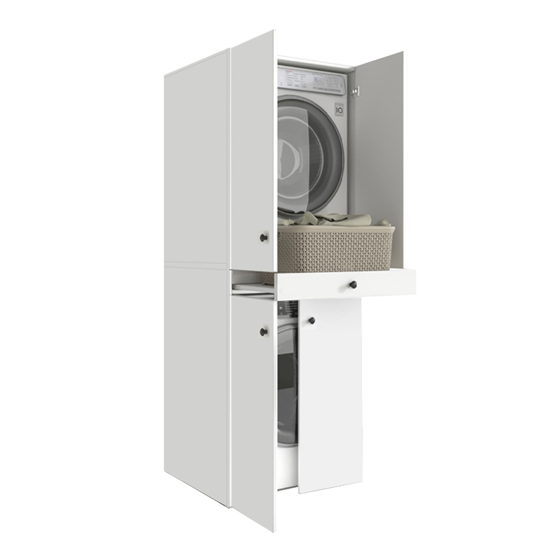 Έπιπλο πλυντηρίου - στεγνωτηρίου Kindi Megapap χρώμα λευκό 70x60x187εκ.