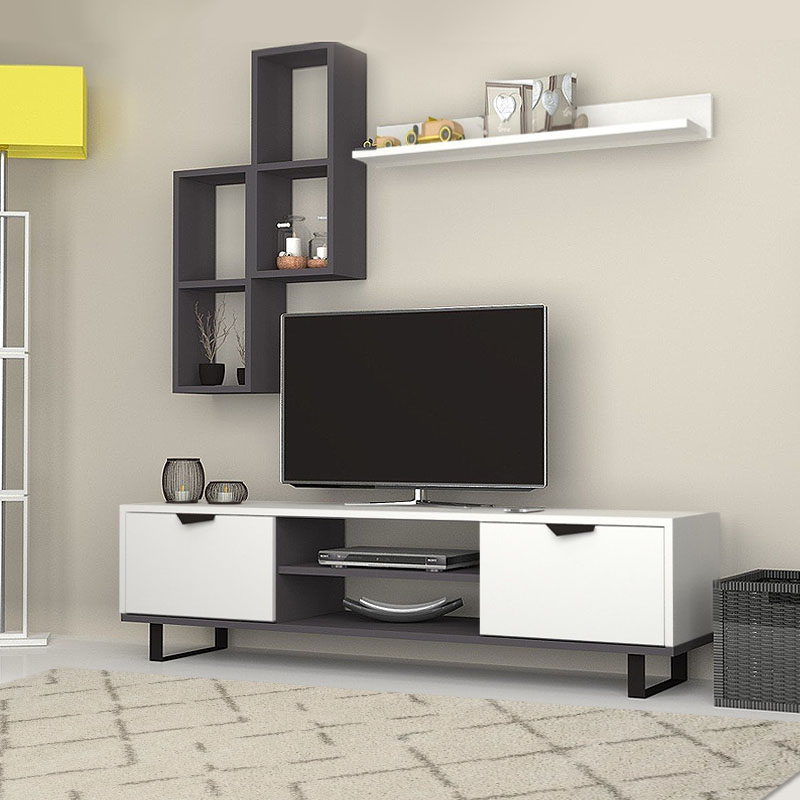 Σύνθεση τηλεόρασης Lonsa Megapap χρώμα λευκό 160x35x40εκ. Σύνθεση τηλεόρασης Lonsa Megapap χρώμα λευκό 160x35x40εκ.