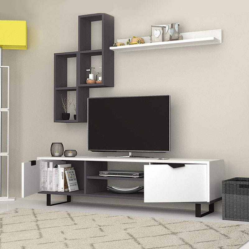 Σύνθεση τηλεόρασης Lonsa Megapap χρώμα λευκό 160x35x40εκ. Σύνθεση τηλεόρασης Lonsa Megapap χρώμα λευκό 160x35x40εκ.