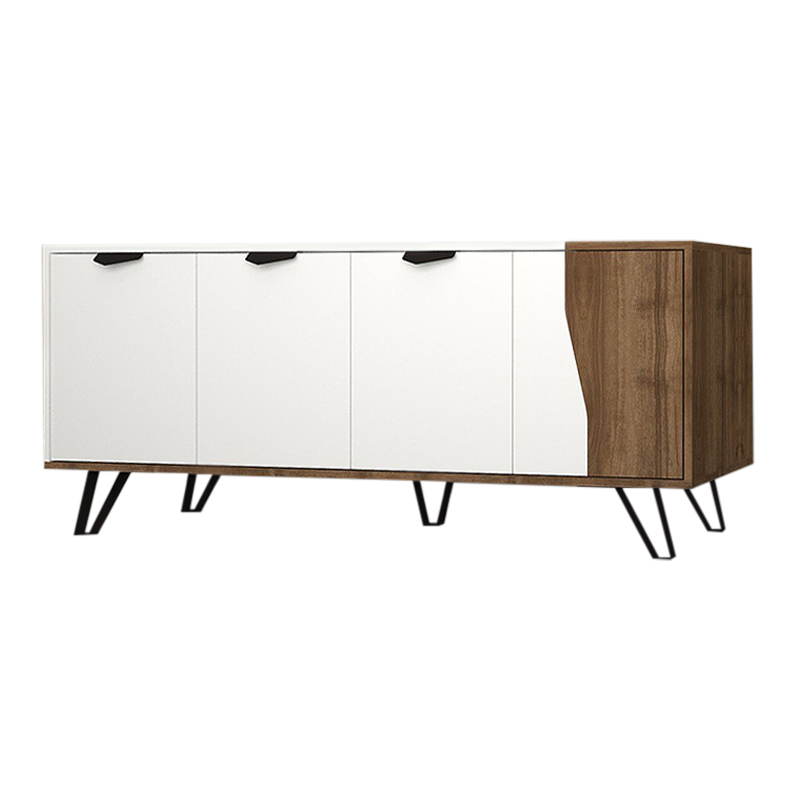 Μπουφές μελαμίνης Jasmine Megapap χρώμα λευκό - καρυδί 160x45x78εκ. Μπουφές μελαμίνης Jasmine Megapap χρώμα λευκό - καρυδί 160x45x78εκ.