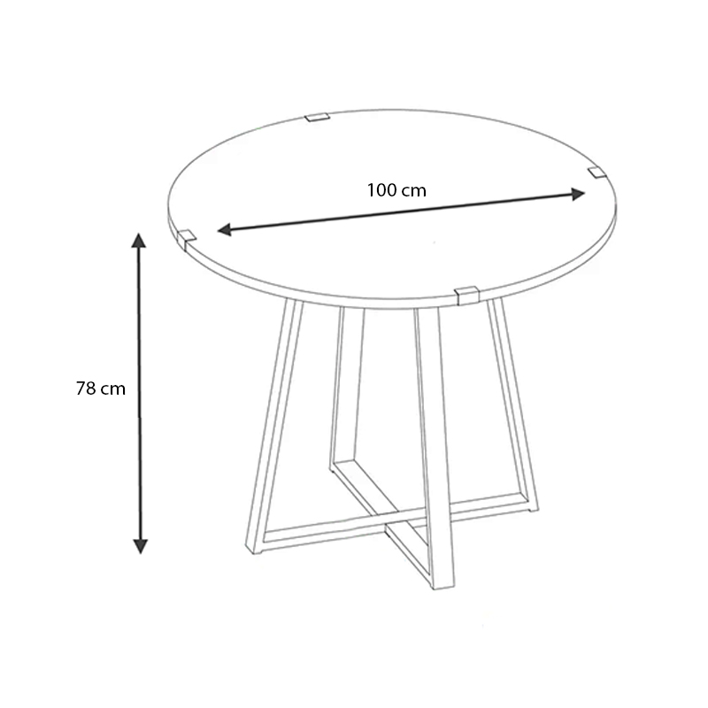Τραπέζι Rubes Megapap μεταλλικό - μελαμίνης χρώμα sonoma - ανθρακί 100x100x78εκ.
