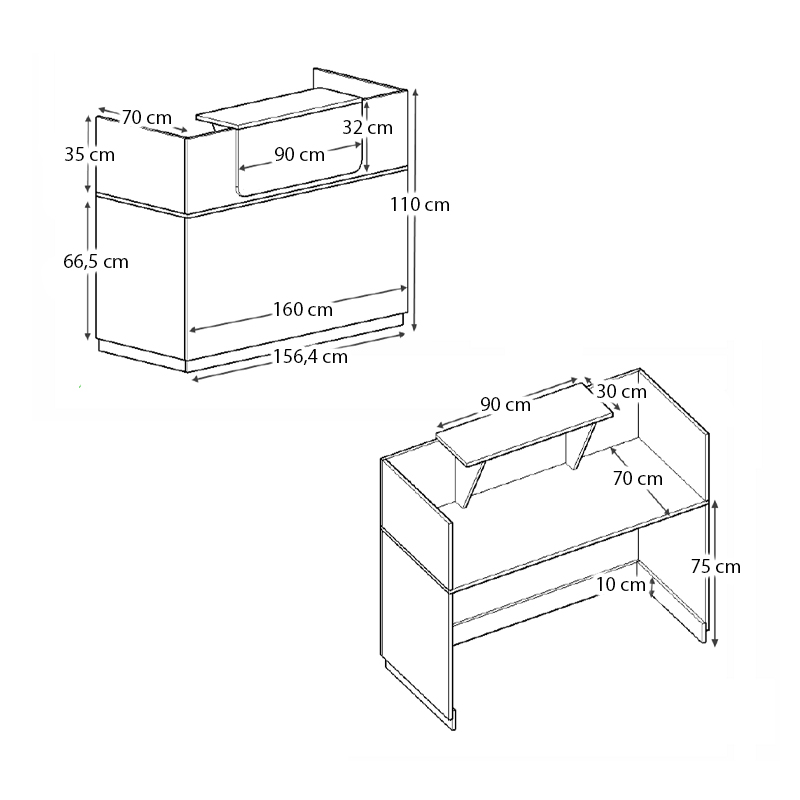 Γραφείο υποδοχής - reception Lemmon Megapap χρώμα καρυδί 160x70x110εκ. Γραφείο υποδοχής - reception Lemmon Megapap χρώμα καρυδί 160x70x110εκ.