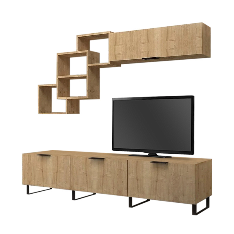 Σύνθεση τηλεόρασης Heydar Megapap χρώμα φυσικό οξιάς 210x35x50εκ. Σύνθεση τηλεόρασης Heydar Megapap χρώμα φυσικό οξιάς 210x35x50εκ.