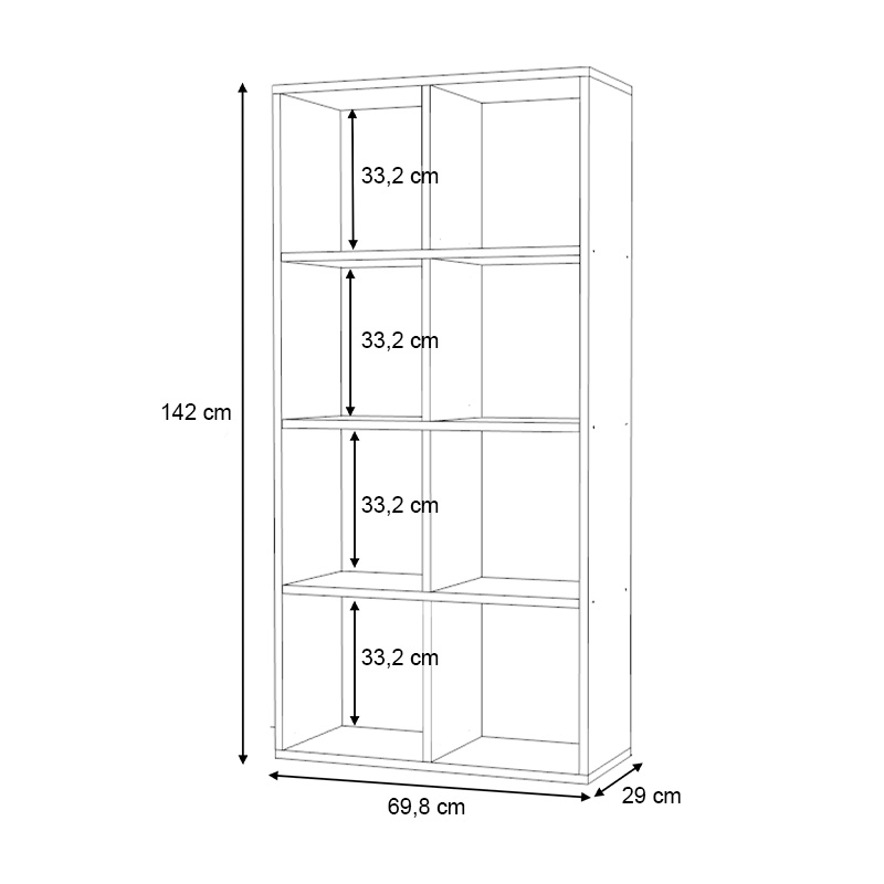 Βιβλιοθήκη Anser Megapap χρώμα λευκό 69,8x29x142εκ. Βιβλιοθήκη Anser Megapap χρώμα λευκό 69,8x29x142εκ.