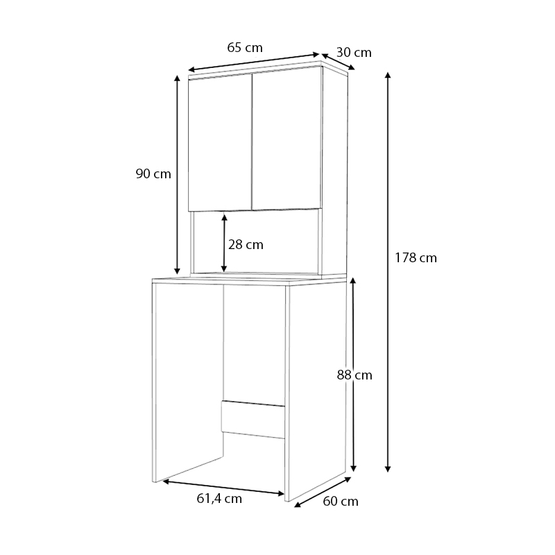 Έπιπλο πλυντηρίου Cozen Megapap χρώμα καρυδί 65x60x178εκ.
