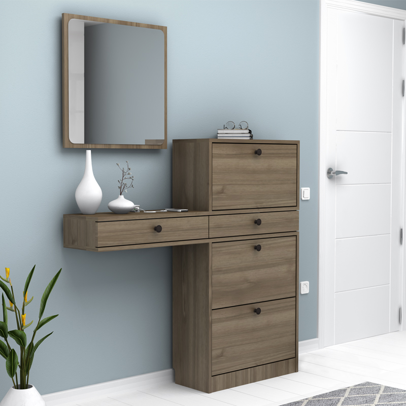 Έπιπλο εισόδου Pego Megapap χρώμα καρυδί 130x30x123,3εκ. Έπιπλο εισόδου Pego Megapap χρώμα καρυδί 130x30x123,3εκ.