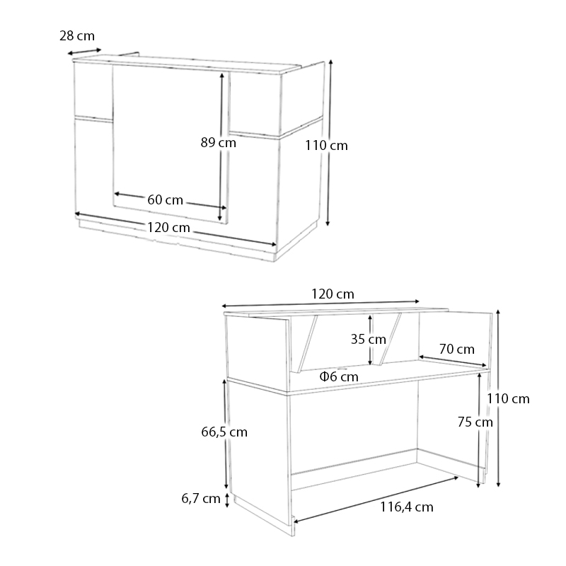 Γραφείο υποδοχής - reception Gemini Megapap χρώμα λευκό 120x70x110εκ. Γραφείο υποδοχής - reception Gemini Megapap χρώμα λευκό 120x70x110εκ.