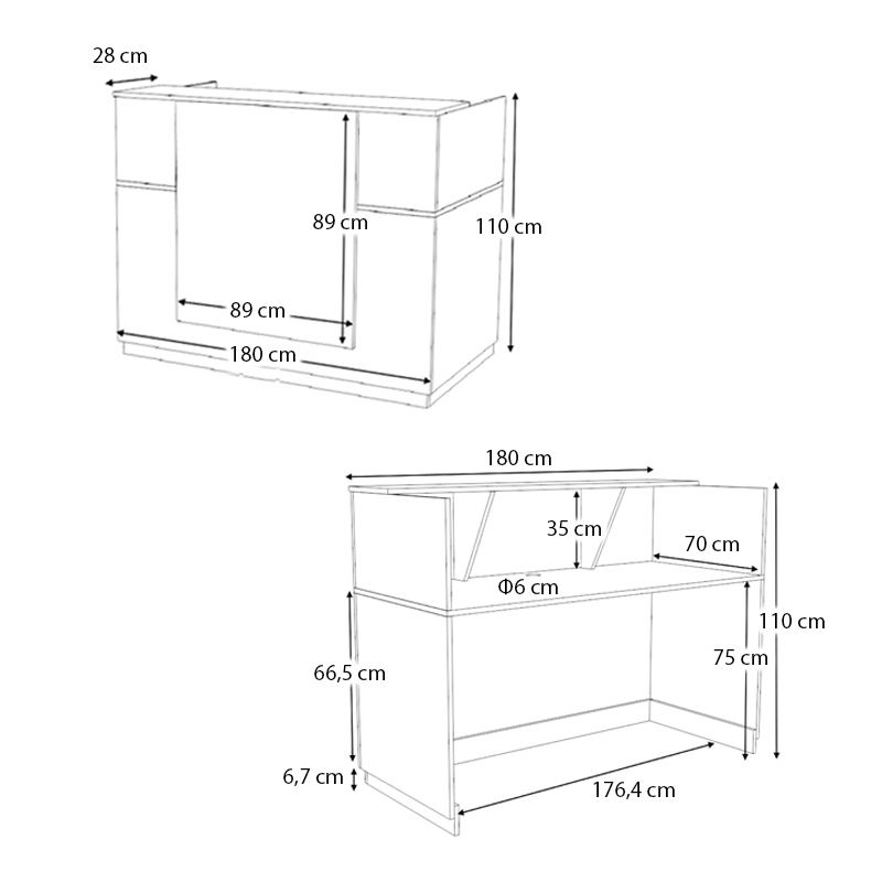 Γραφείο υποδοχής - reception Gemini Megapap χρώμα λευκό 180x70x110εκ. Γραφείο υποδοχής - reception Gemini Megapap χρώμα λευκό 180x70x110εκ.