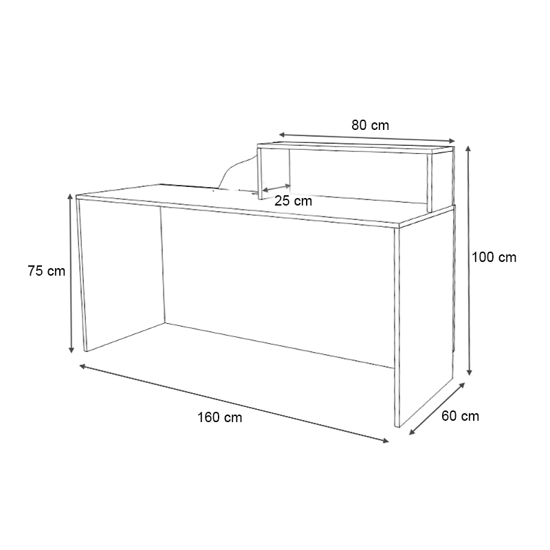 Γραφείο υποδοχής - reception Lione Megapap χρώμα φυσικό οξιάς - ανθρακί 160x60x100εκ.