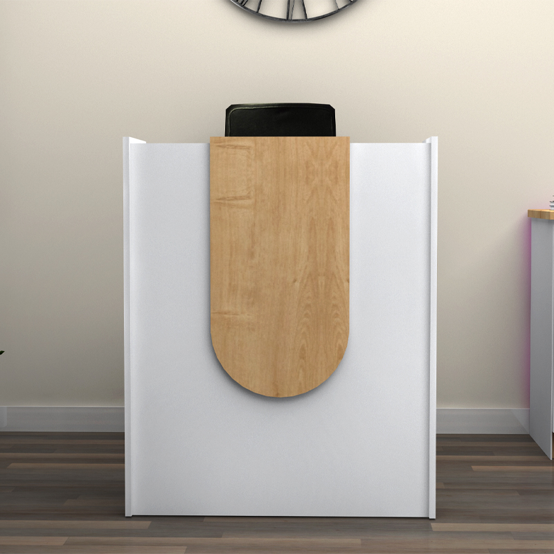 Γραφείο υποδοχής - reception Mezzo Megapap χρώμα λευκό - φυσικό οξιάς 90x40x110εκ.