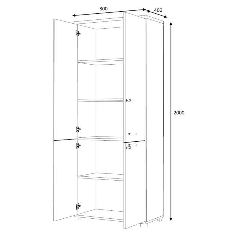 Ντουλάπα γραφείου επαγγελματική Venturo Megapap χρώμα ανθρακί - φυσικό οξιάς 80x40x200εκ.