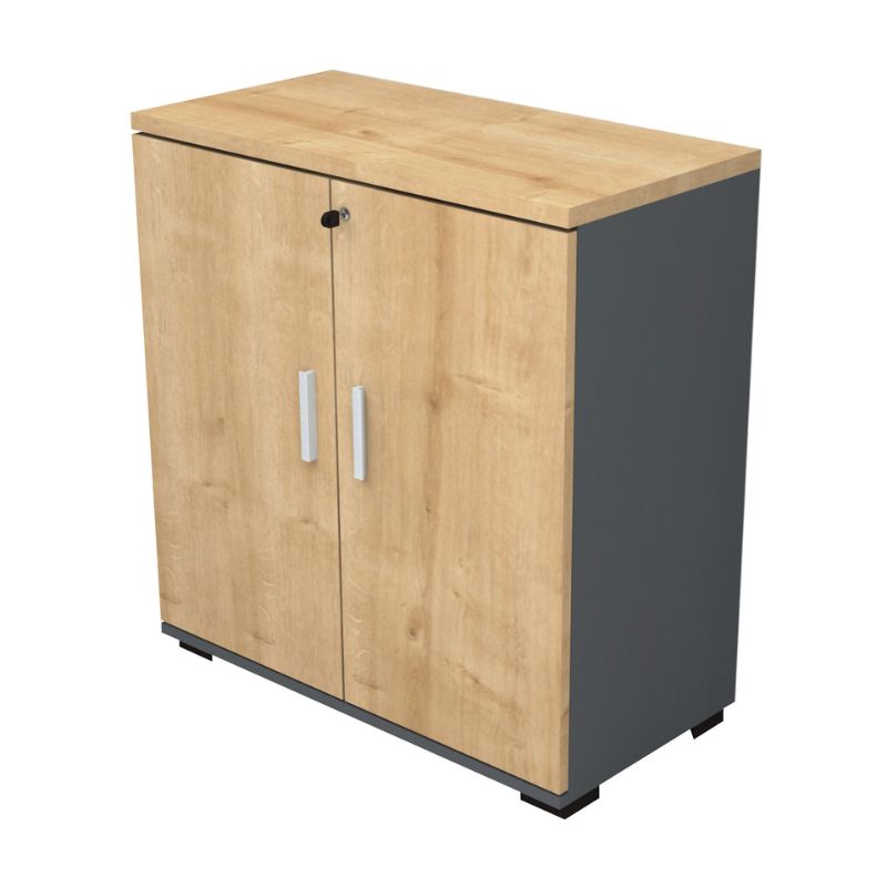 Ντουλάπι γραφείου επαγγελματικό Venturo Megapap χρώμα ανθρακί - φυσικό οξιάς 80x40x80εκ.