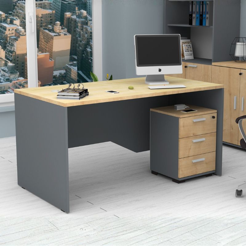 Συρταριέρα γραφείου επαγγελματική Venturo Megapap χρώμα ανθρακί - φυσικό οξιάς 39x40x57εκ.