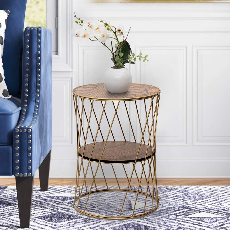 Βοηθητικό τραπεζάκι Jaspin Megapap μεταλλικό - Mdf χρώμα χρυσό - καρυδί 32x32x44εκ. Βοηθητικό τραπεζάκι Jaspin Megapap μεταλλικό - Mdf χρώμα χρυσό - καρυδί 32x32x44εκ.