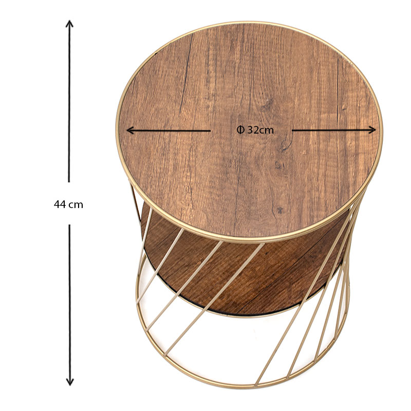 Βοηθητικό τραπεζάκι Jaspin Megapap μεταλλικό - Mdf χρώμα χρυσό - καρυδί 32x32x44εκ. Βοηθητικό τραπεζάκι Jaspin Megapap μεταλλικό - Mdf χρώμα χρυσό - καρυδί 32x32x44εκ.