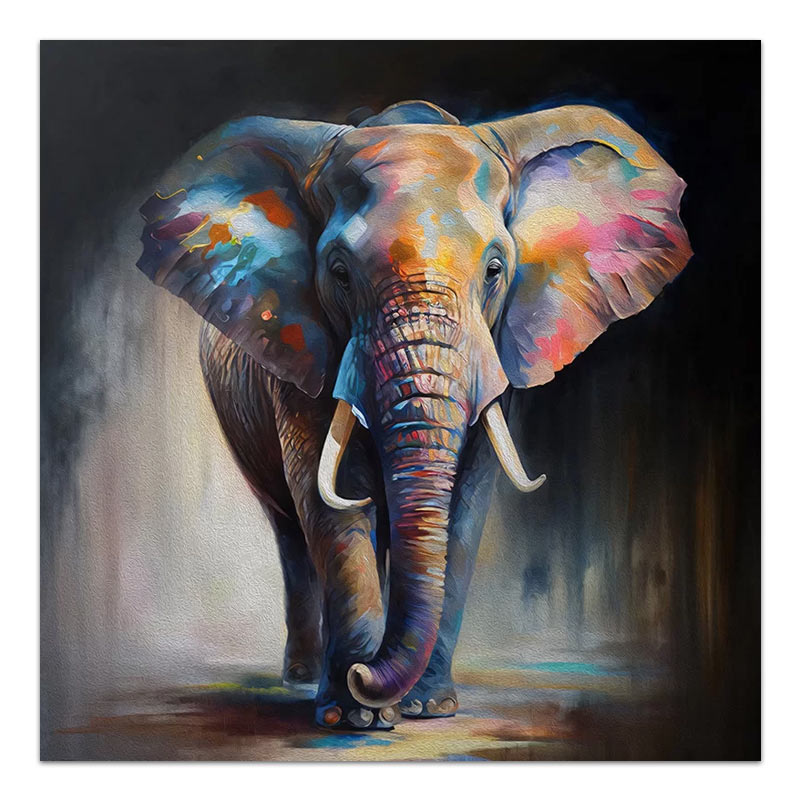 Πίνακας σε καμβά "Colorful Elephant" Megapap ψηφιακής εκτύπωσης 100x100x3εκ.