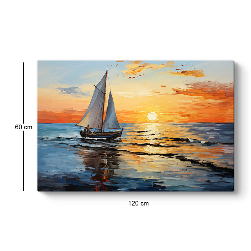 Πίνακας σε καμβά "Fisherman at the sunset" Megapap ψηφιακής εκτύπωσης 120x60x3εκ.