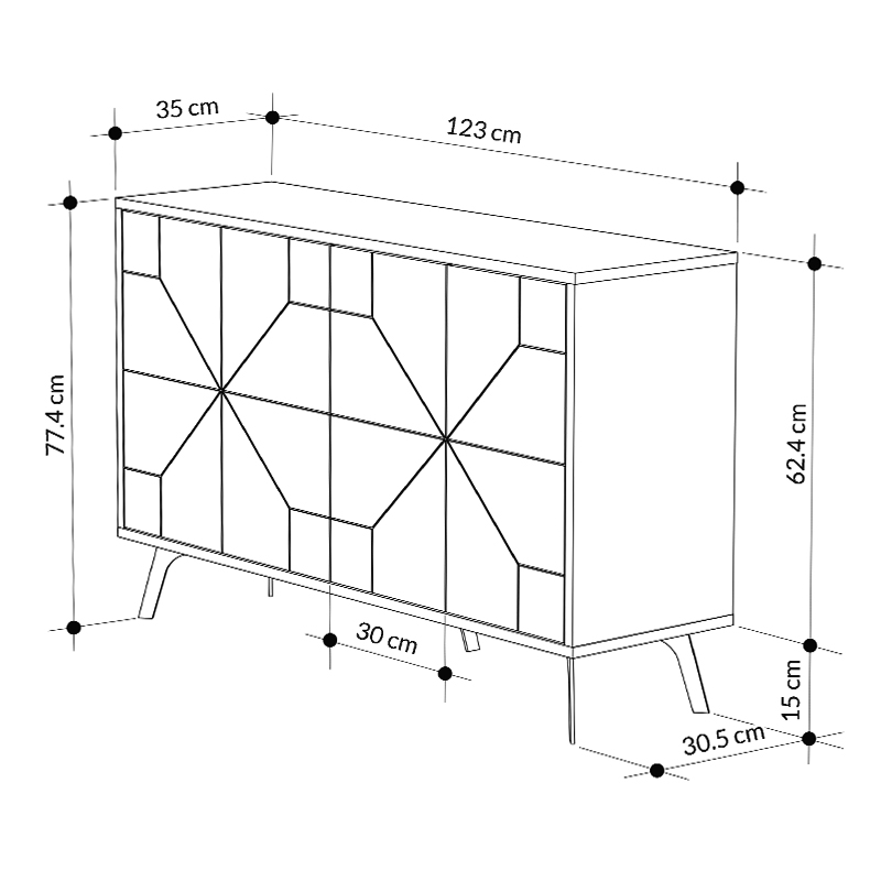 Μπουφές μελαμίνης Dune Megapap χρώμα ανοιχτή μόκα 123x35x77,4εκ.