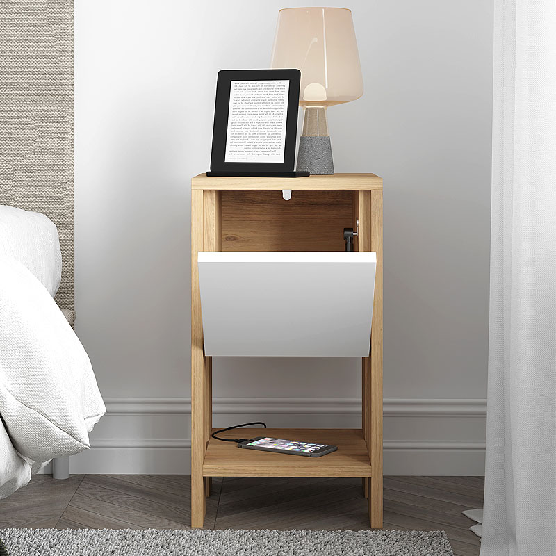 Κομοδίνο Ema Megapap χρώμα sapphire oak - λευκό 30x30x55εκ. Κομοδίνο Ema Megapap χρώμα sapphire oak - λευκό 30x30x55εκ.