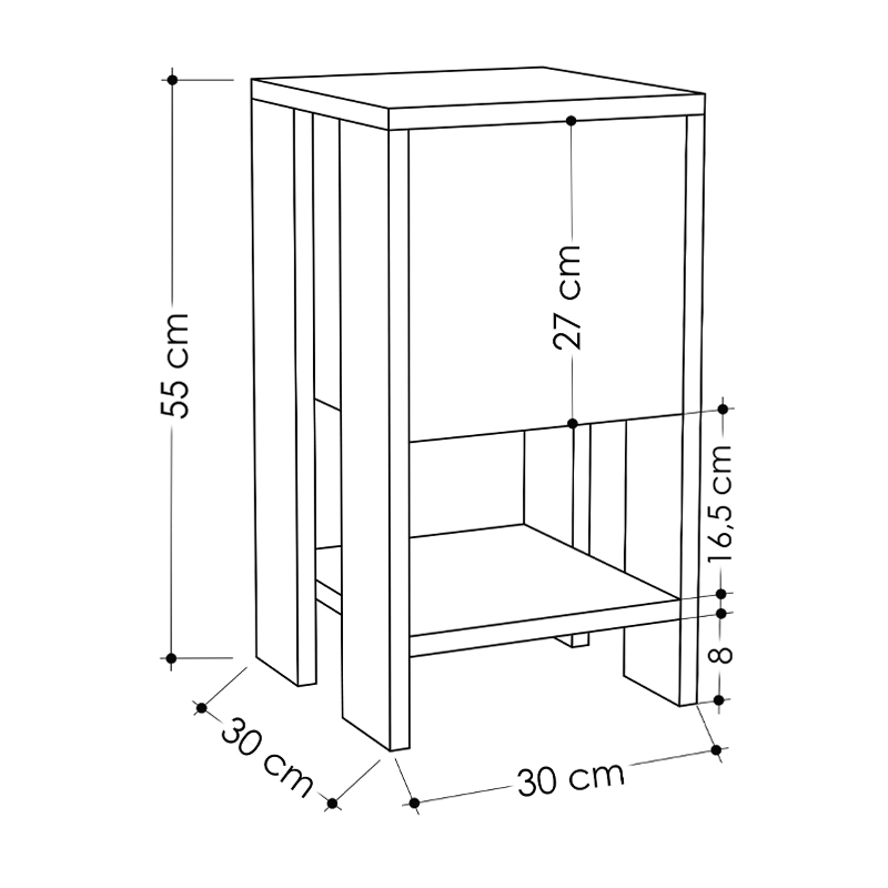 Κομοδίνο Ema Megapap χρώμα sapphire oak - λευκό 30x30x55εκ. Κομοδίνο Ema Megapap χρώμα sapphire oak - λευκό 30x30x55εκ.