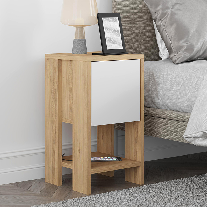 Κομοδίνο Ema Megapap χρώμα sapphire oak - λευκό 30x30x55εκ. Κομοδίνο Ema Megapap χρώμα sapphire oak - λευκό 30x30x55εκ.