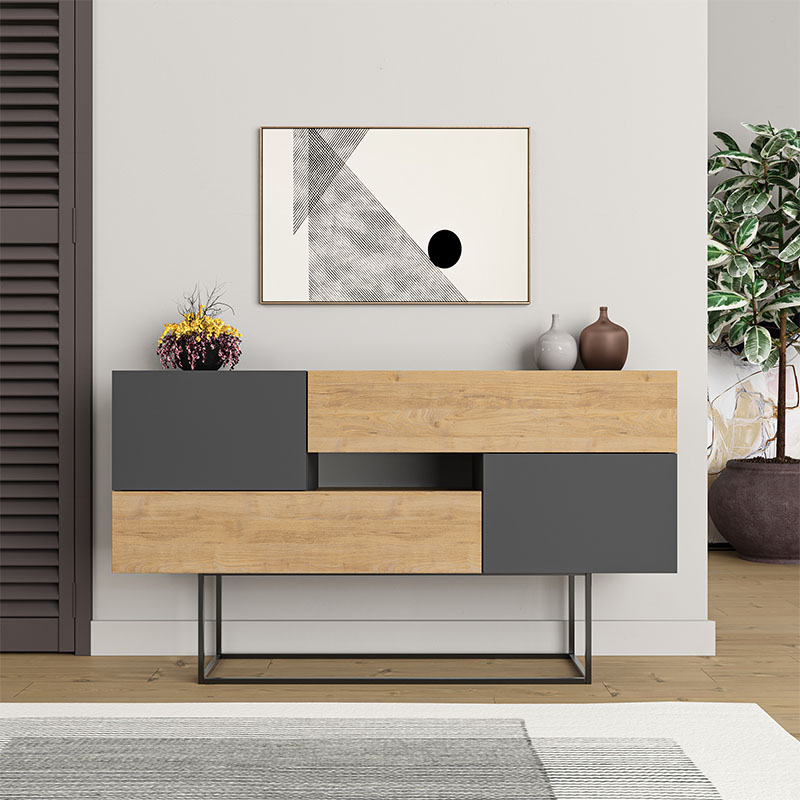 Μπουφές Eros Megapap φυσικό οξιάς - ανθρακί 145x40x82εκ. Μπουφές Eros Megapap φυσικό οξιάς - ανθρακί 145x40x82εκ.