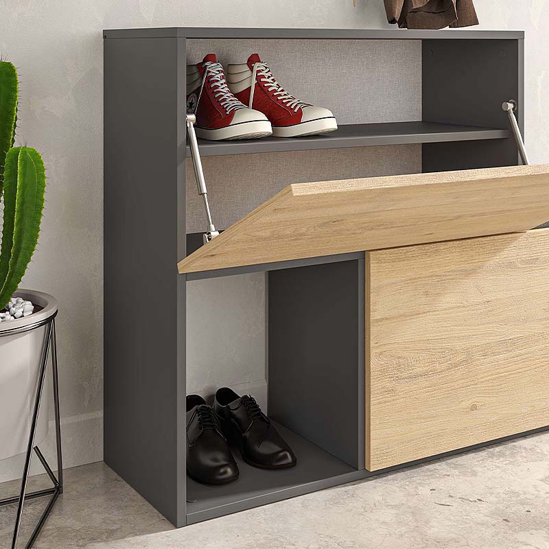 Έπιπλο εισόδου - παπουτσοθήκη Holdon Megapap sapphire oak/ανθρακί 120x36,5x87,5εκ.