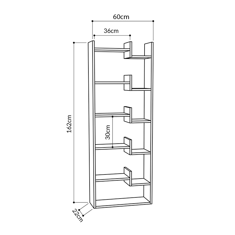 Βιβλιοθήκη Oppa Megapap χρώμα φυσικό οξιάς/λευκό 60x22x162εκ. Βιβλιοθήκη Oppa Megapap χρώμα φυσικό οξιάς/λευκό 60x22x162εκ.