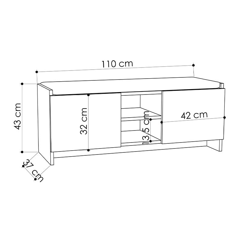 Παπουτσοθήκη Zulla Megapap χρώμα μαύρο 110x37x43εκ. Παπουτσοθήκη Zulla Megapap χρώμα μαύρο 110x37x43εκ.