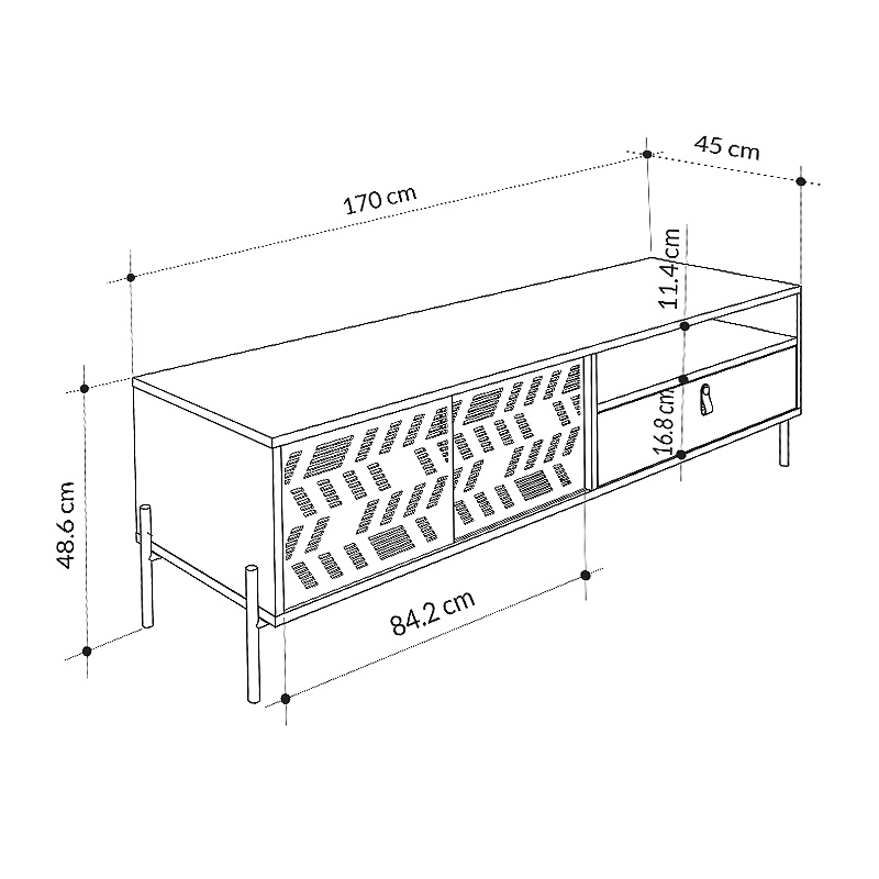 Έπιπλο τηλεόρασης Dionysos Megapap χρώμα φυσικό οξιάς 170x45x48,6εκ. Έπιπλο τηλεόρασης Dionysos Megapap χρώμα φυσικό οξιάς 170x45x48,6εκ.